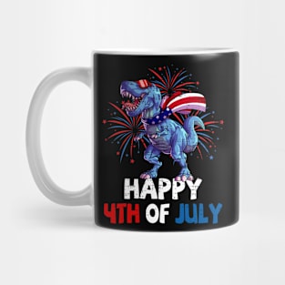 Kids Happy 4th Of July Boys Toddler Trex Dinosaur American Dino Mug